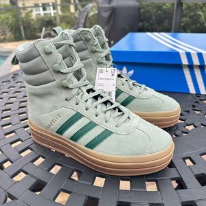 Adidas Gazelle High Boots Silver Green Gum Women's Athletic Shoes ID6982